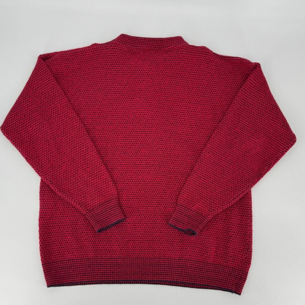 Peconic‎ Bay Traders Men's Large Red Chunky Knit Henley Sweater Made USA